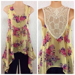 GorGeouS Boutique Yellow Asymmetrical Summer Floral Design Small New